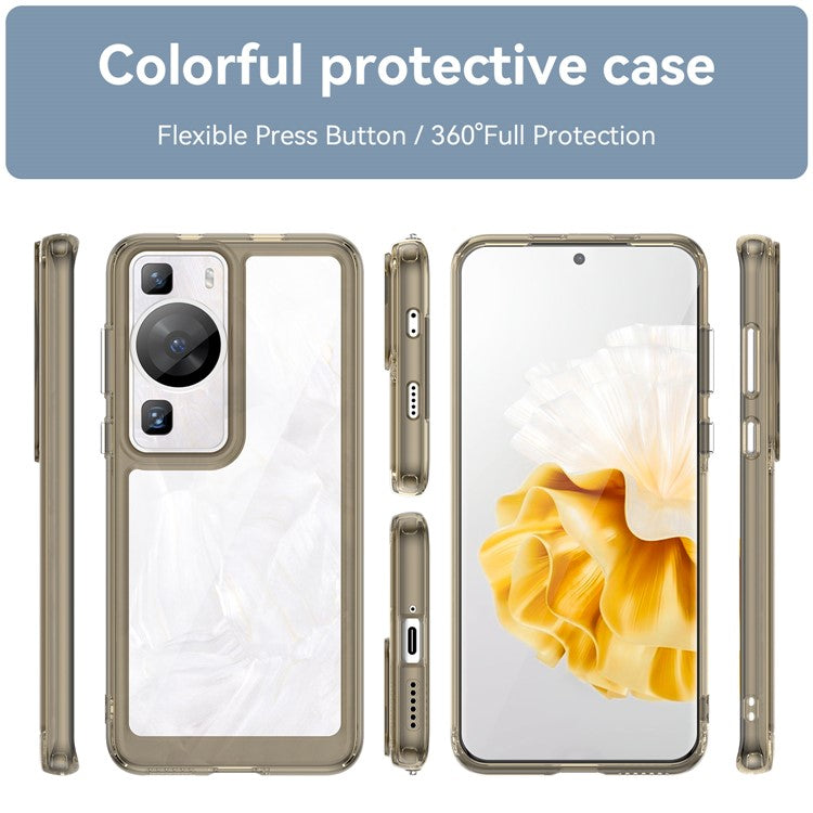 Raised Bezel Phone Case for Huawei P60 / P60 Pro, TPU+Acrylic Phone Shell Drop Protection Cover - Transparent Grey