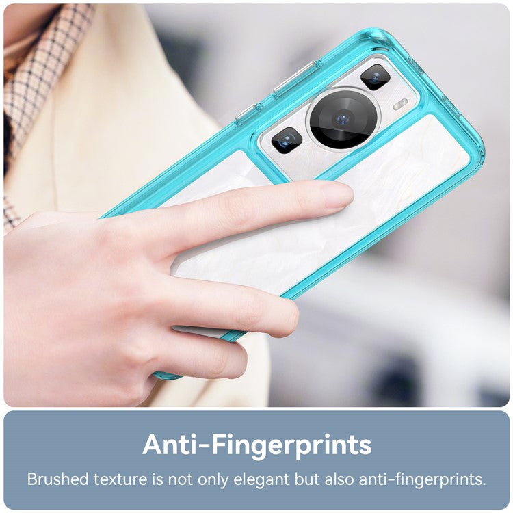 Raised Bezel Phone Case for Huawei P60 / P60 Pro, TPU+Acrylic Phone Shell Drop Protection Cover - Transparent Blue