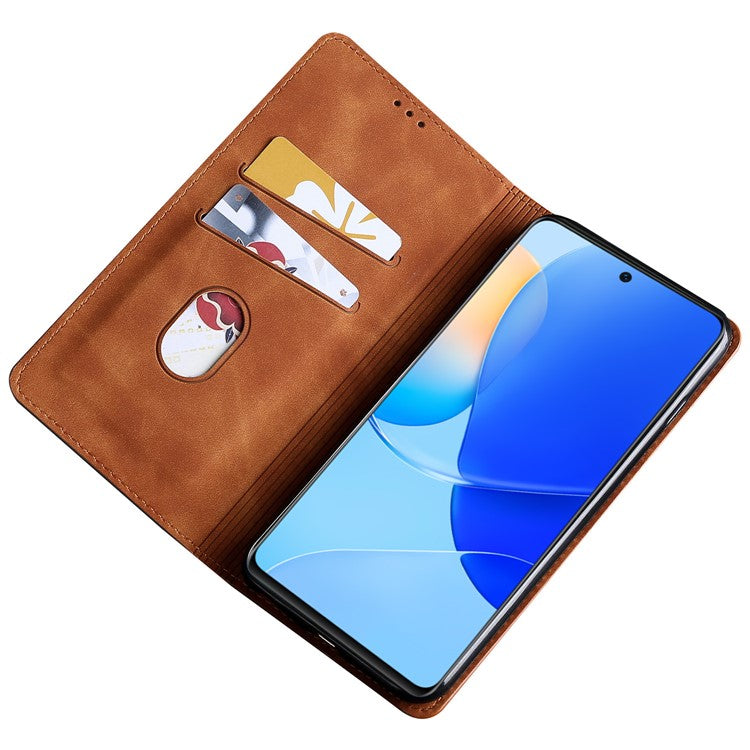 For Honor X40 / X9a / Magic5 Lite 5G PU Leather Flip Phone Case Card Holder Skin-touch Stand Cover - Light Brown