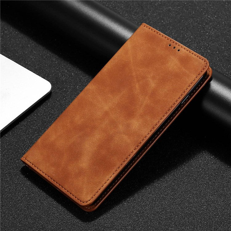 For Honor X40 / X9a / Magic5 Lite 5G PU Leather Flip Phone Case Card Holder Skin-touch Stand Cover - Light Brown
