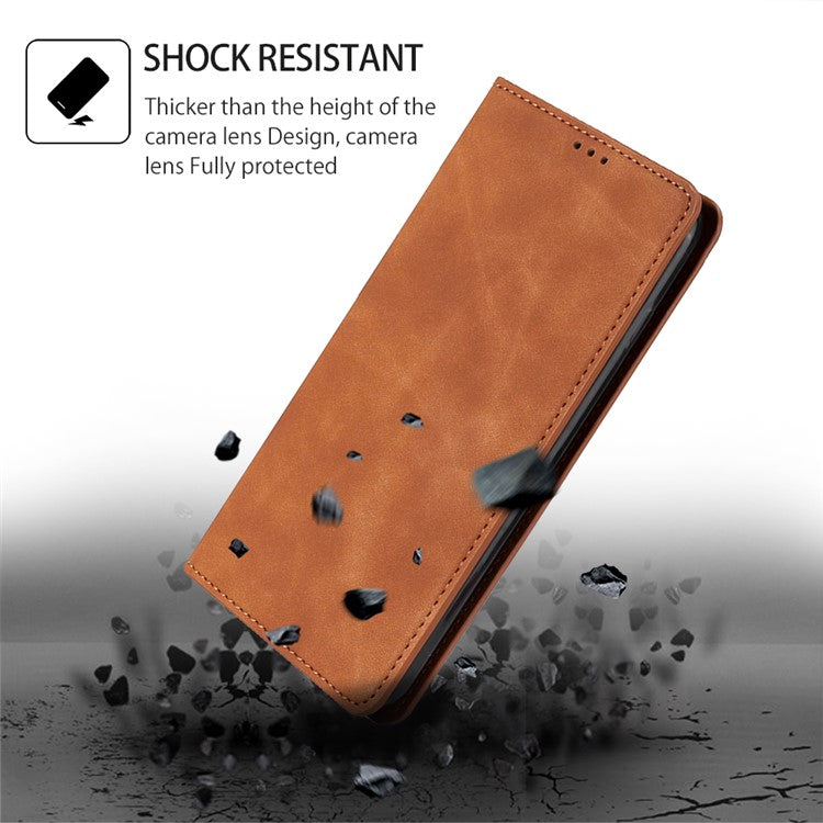 For Honor X40 / X9a / Magic5 Lite 5G PU Leather Flip Phone Case Card Holder Skin-touch Stand Cover - Light Brown
