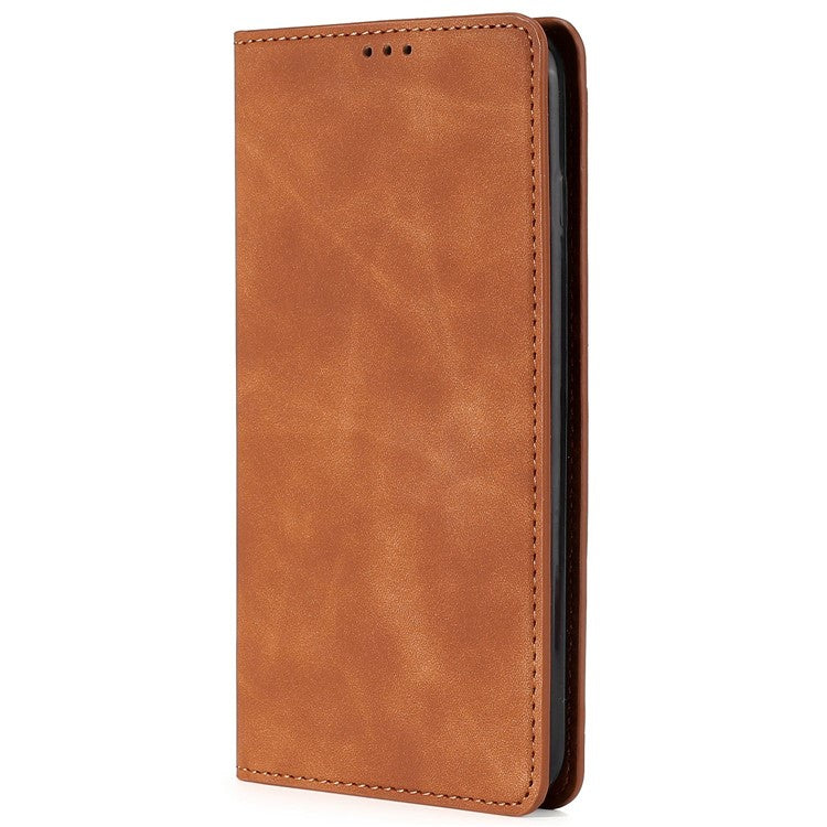 For Honor X40 / X9a / Magic5 Lite 5G PU Leather Flip Phone Case Card Holder Skin-touch Stand Cover - Light Brown