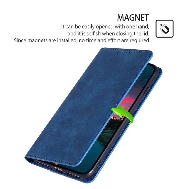 For Honor X40 / X9a / Magic5 Lite 5G PU Leather Flip Phone Case Card Holder Skin-touch Stand Cover - Blue