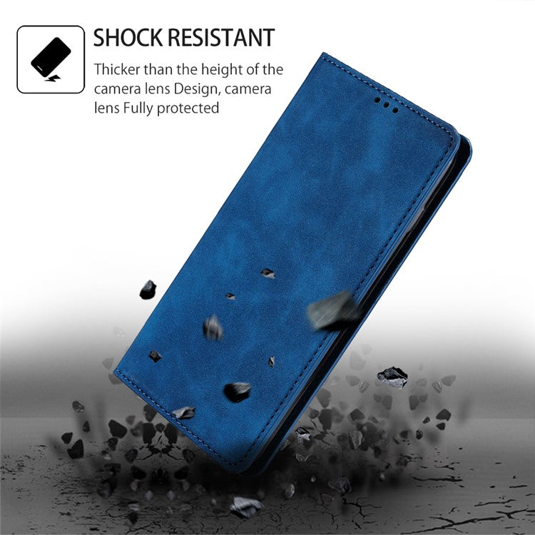 For Honor X40 / X9a / Magic5 Lite 5G PU Leather Flip Phone Case Card Holder Skin-touch Stand Cover - Blue