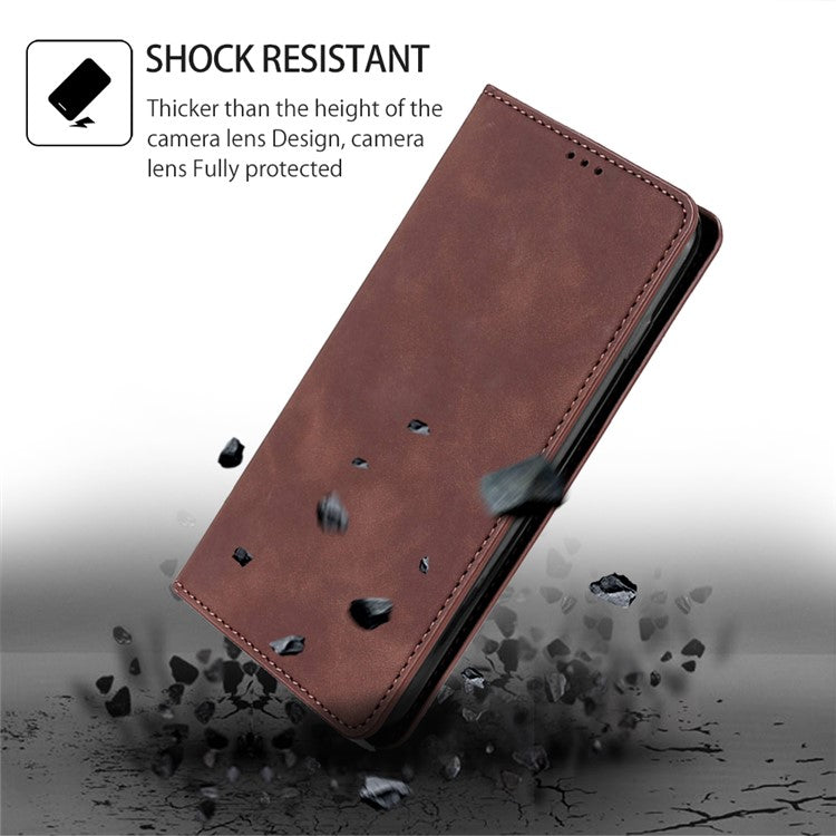 For Honor X40 / X9a / Magic5 Lite 5G PU Leather Flip Phone Case Card Holder Skin-touch Stand Cover - Dark Brown
