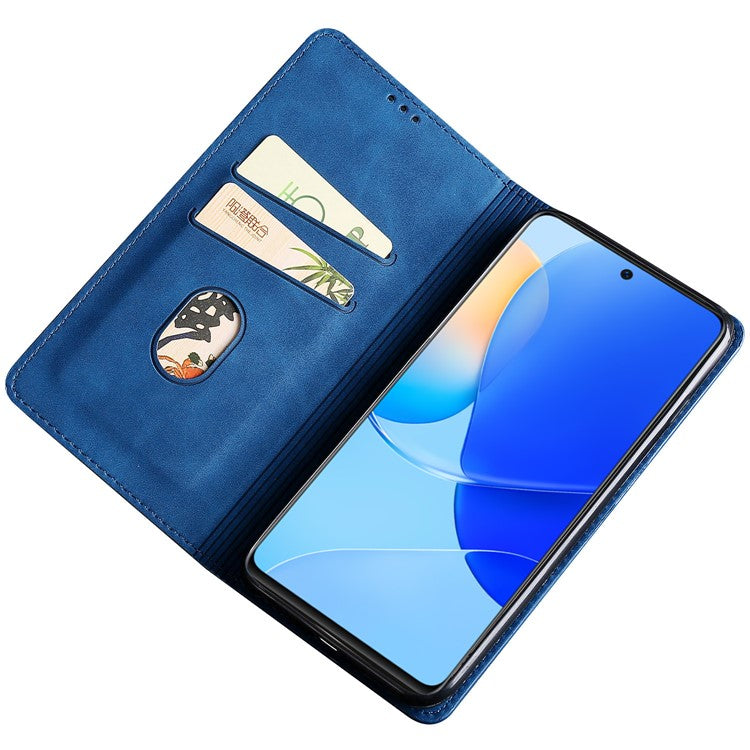 For Huawei P60 / P60 Pro PU Leather Card Holder Phone Case Skin-touch Stand Smartphone Cover - Blue