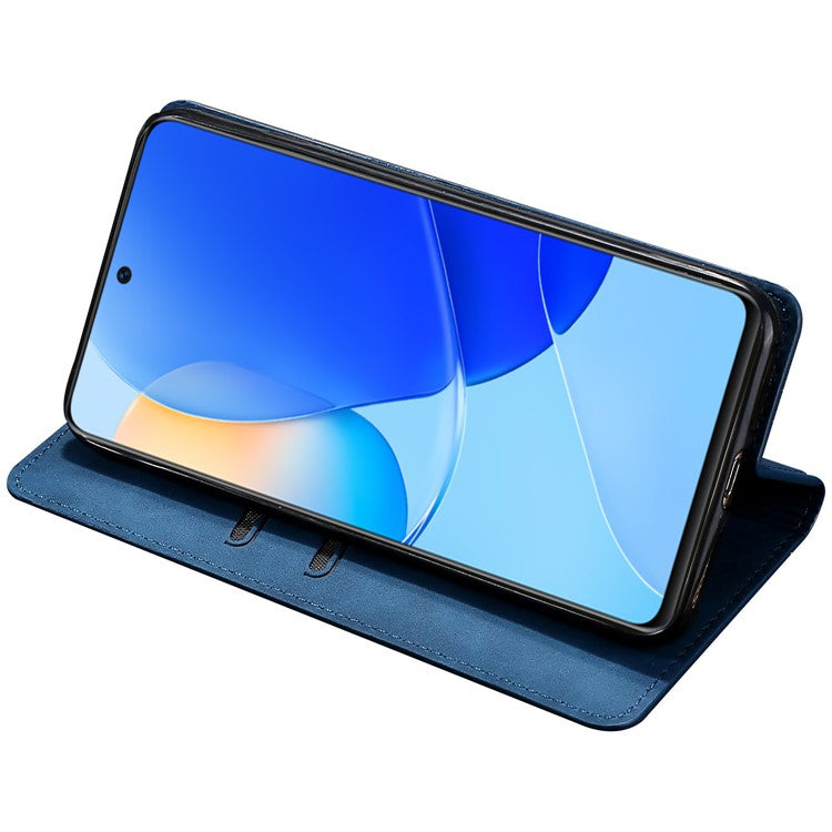 For Huawei P60 / P60 Pro PU Leather Card Holder Phone Case Skin-touch Stand Smartphone Cover - Blue