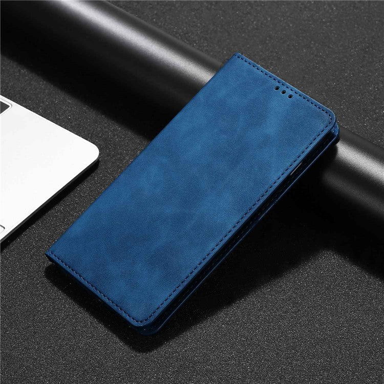 For Huawei P60 / P60 Pro PU Leather Card Holder Phone Case Skin-touch Stand Smartphone Cover - Blue
