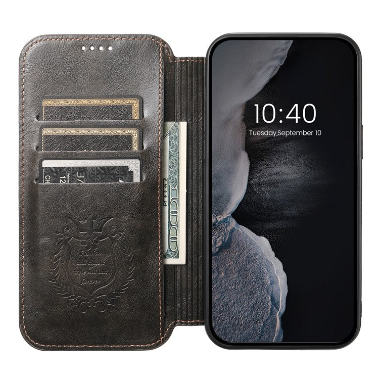 SUTENI J05 For iPhone 14 Pro Max Phone Leather Case Compatible with MagSafe Stand Wallet Cover - Black