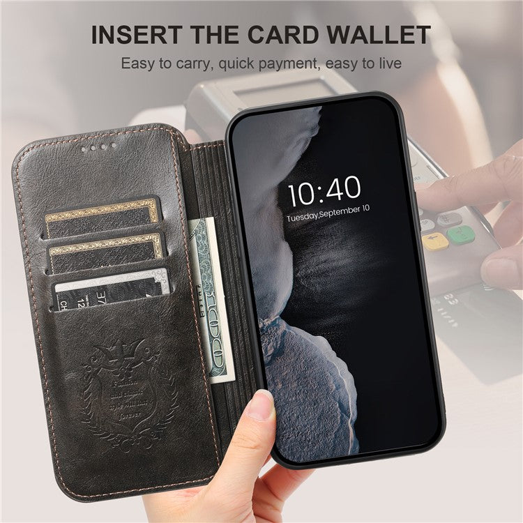 SUTENI J05 For iPhone 14 Pro Max Phone Leather Case Compatible with MagSafe Stand Wallet Cover - Black