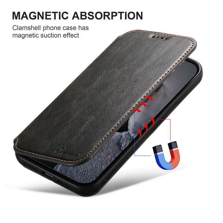 SUTENI J05 For iPhone 14 Pro Max Phone Leather Case Compatible with MagSafe Stand Wallet Cover - Black