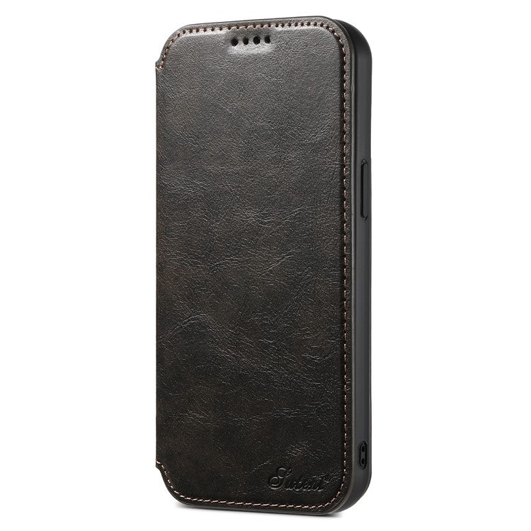 SUTENI J05 For iPhone 14 Pro Max Phone Leather Case Compatible with MagSafe Stand Wallet Cover - Black