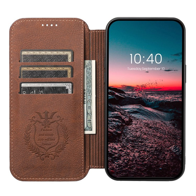 SUTENI J06 For iPhone 14 Pro Max Wallet Case PU Leather Phone Stand Cover Compatible with MagSafe - Brown