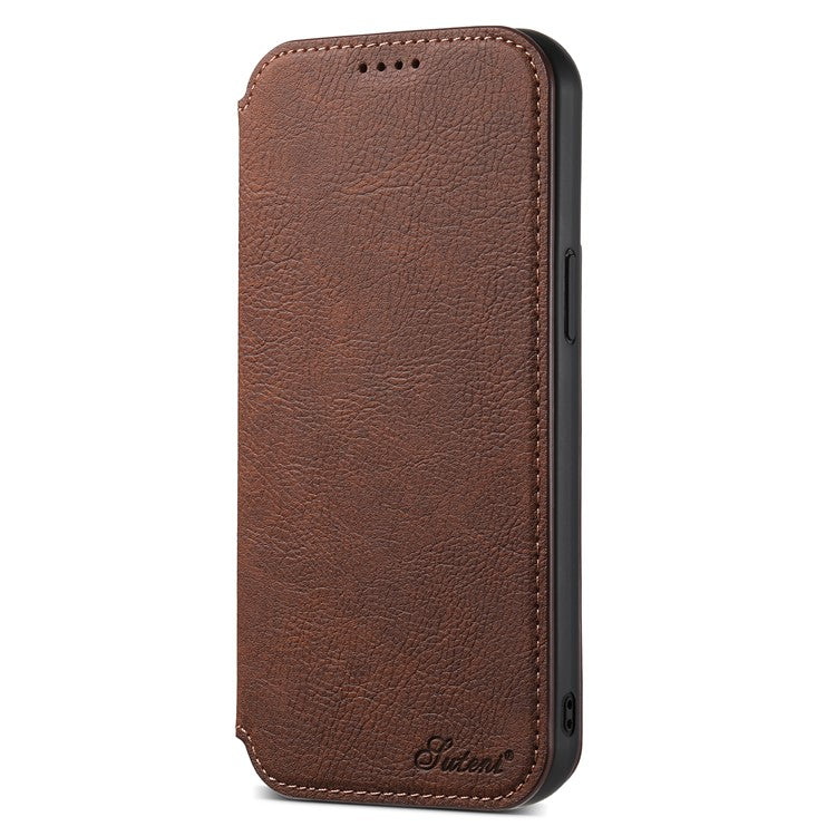 SUTENI J06 For iPhone 14 Pro Max Wallet Case PU Leather Phone Stand Cover Compatible with MagSafe - Brown