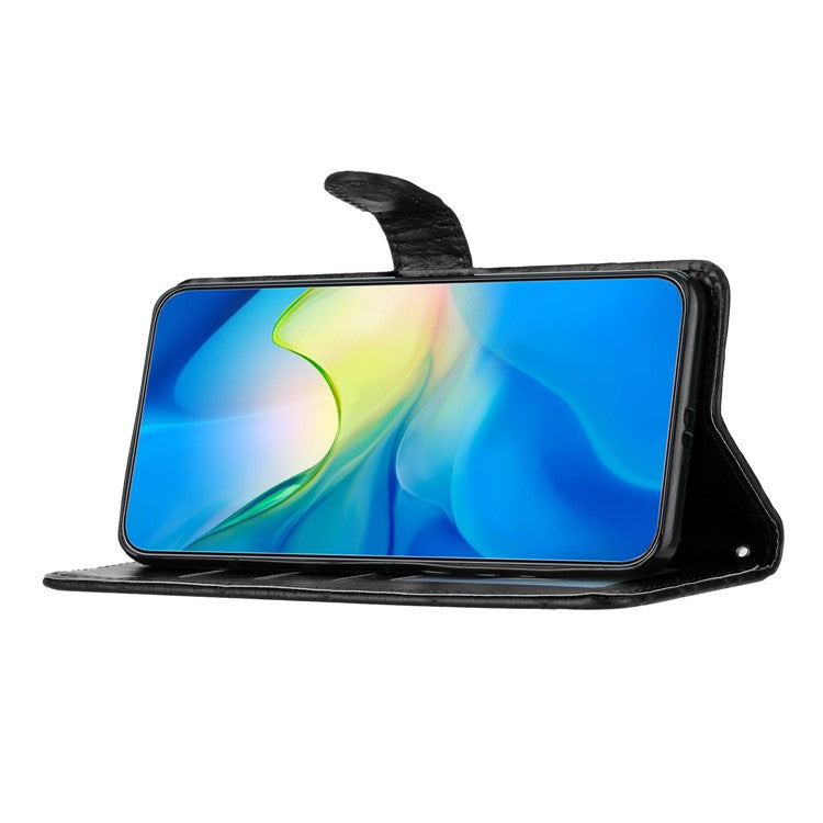 Wallet Phone Case for Motorola Moto G10 / G20 / G30 , PU Leather Stitching Line Rhombus Flip Stand Cover - Black