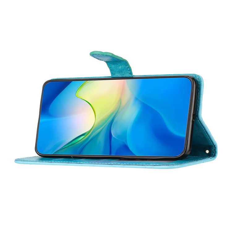 PU Leather Case for Motorola Moto G52 4G / G82 5G , Stitching Line Rhombus Stand Wallet Phone Cover - Sky Blue