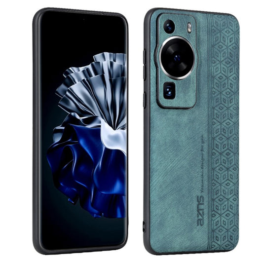 AZNS Back Shell for Huawei P60 / P60 Pro Imprinted PU Leather Coated TPU Cover Phone Case - Green