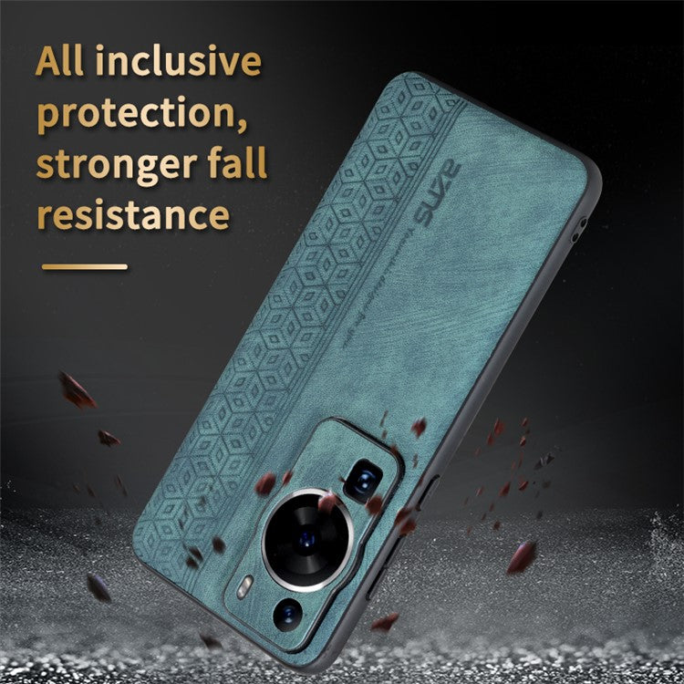 AZNS Back Shell for Huawei P60 / P60 Pro Imprinted PU Leather Coated TPU Cover Phone Case - Green