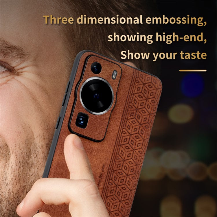 AZNS Back Shell for Huawei P60 / P60 Pro Imprinted PU Leather Coated TPU Cover Phone Case - Green