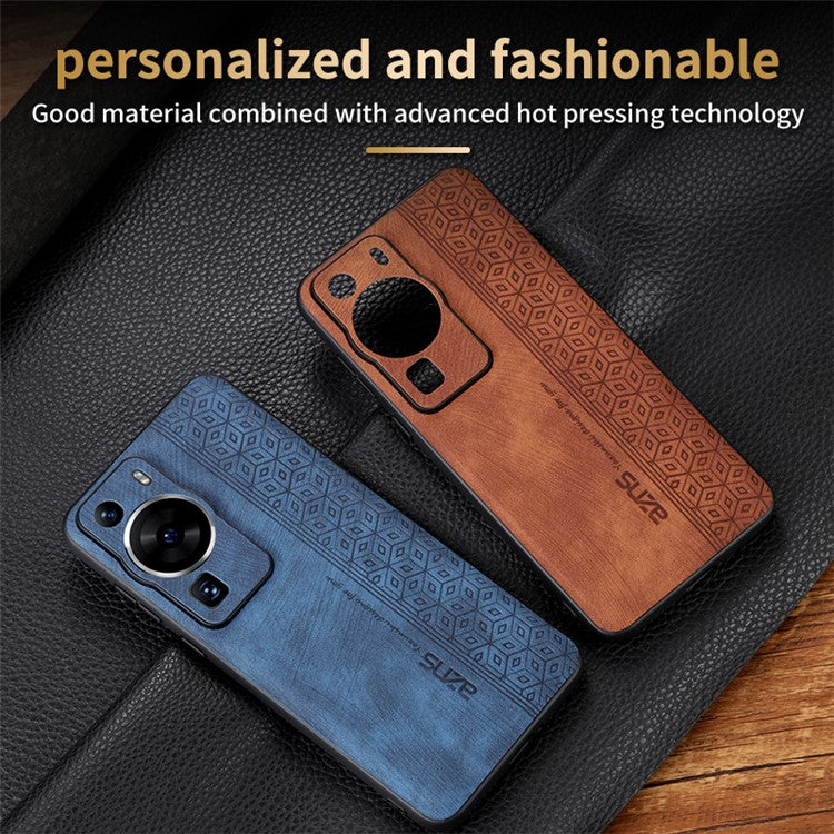 AZNS Back Shell for Huawei P60 / P60 Pro Imprinted PU Leather Coated TPU Cover Phone Case - Green