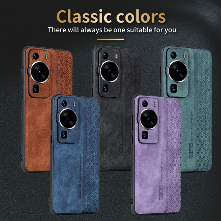 AZNS Back Shell for Huawei P60 / P60 Pro Imprinted PU Leather Coated TPU Cover Phone Case - Green