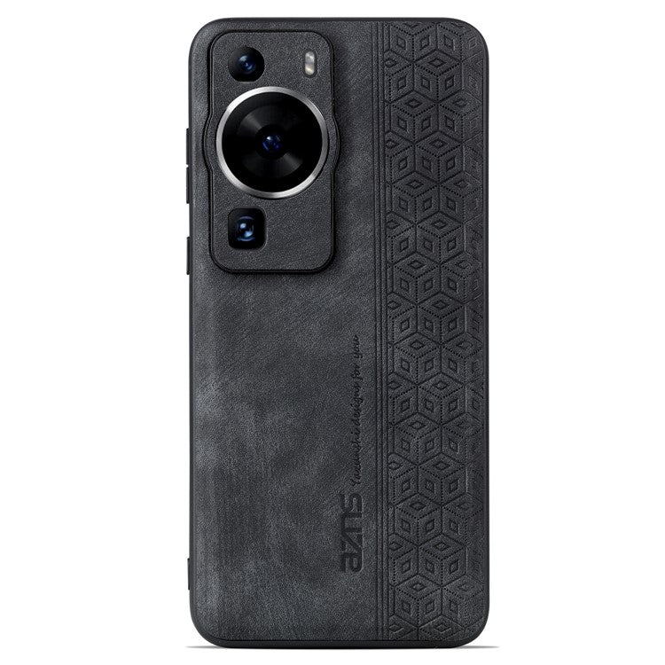 AZNS Back Shell for Huawei P60 / P60 Pro Imprinted PU Leather Coated TPU Cover Phone Case - Black