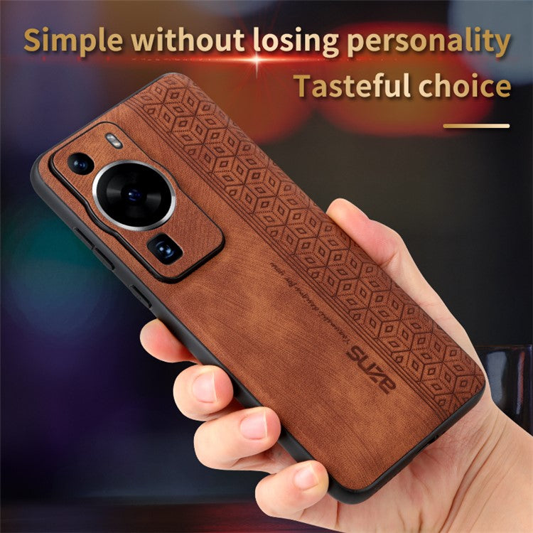 AZNS Back Shell for Huawei P60 / P60 Pro Imprinted PU Leather Coated TPU Cover Phone Case - Blue