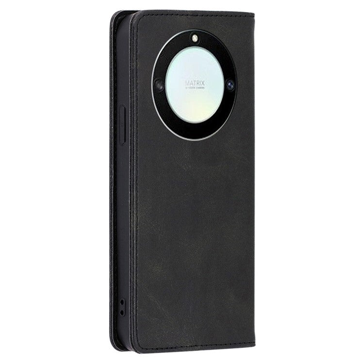 For Honor X40 5G / X9a 5G / Magic5 Lite 5G Calf Texture PU Leather Wallet Stand Phone Case Magnetic Cover - Black