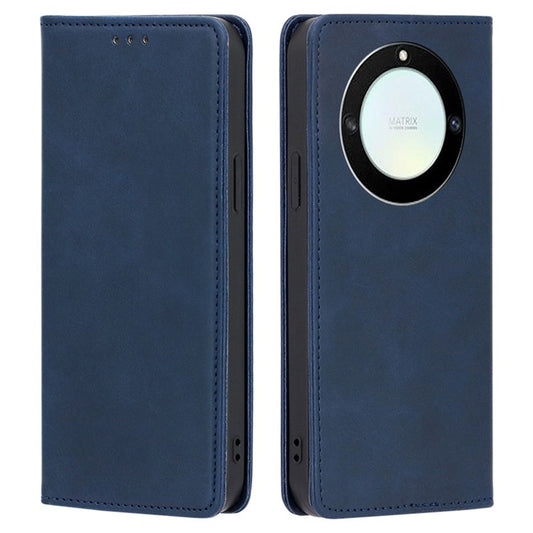 For Honor X40 5G / X9a 5G / Magic5 Lite 5G Calf Texture PU Leather Wallet Stand Phone Case Magnetic Cover - Sapphire