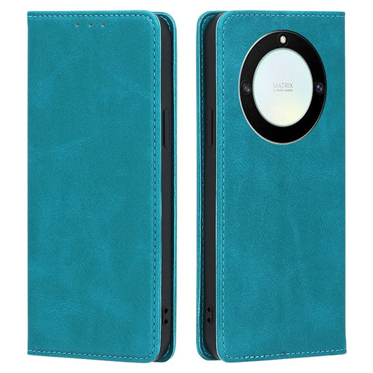 For Honor X40 5G / X9a 5G / Magic5 Lite 5G Calf Texture PU Leather Wallet Stand Phone Case Magnetic Cover - Baby Blue