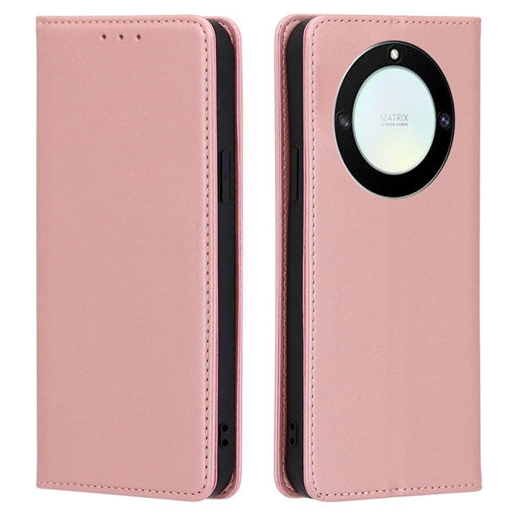 For Honor X40 5G / X9a 5G / Magic5 Lite 5G Calf Texture PU Leather Wallet Stand Phone Case Magnetic Cover - Rose Gold