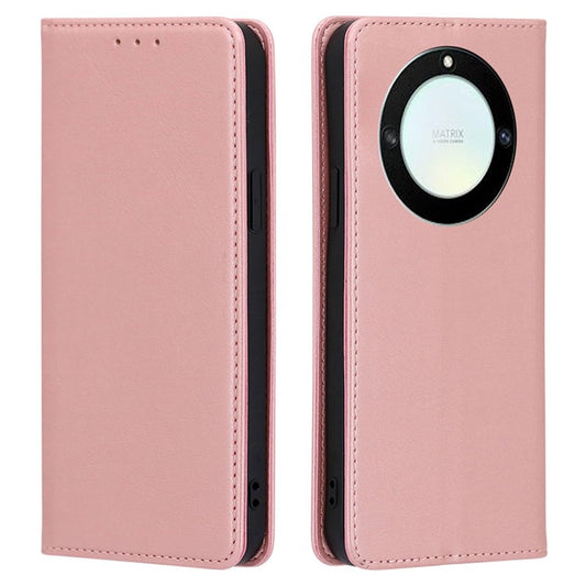 For Honor X40 5G / X9a 5G / Magic5 Lite 5G Calf Texture PU Leather Wallet Stand Phone Case Magnetic Cover - Rose Gold