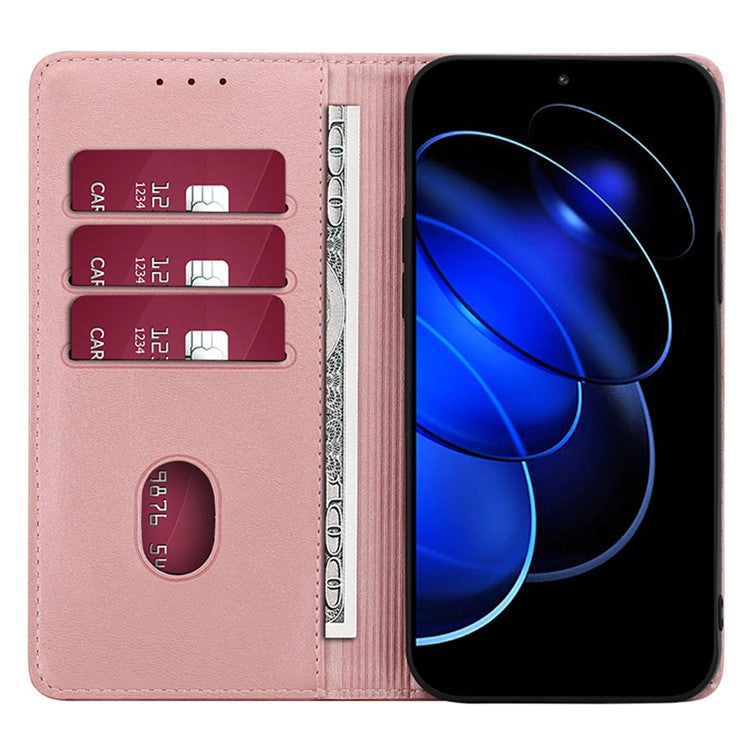 For Honor X40 5G / X9a 5G / Magic5 Lite 5G Calf Texture PU Leather Wallet Stand Phone Case Magnetic Cover - Rose Gold