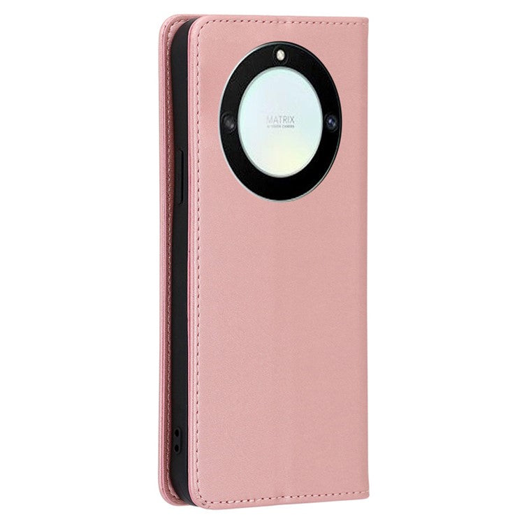 For Honor X40 5G / X9a 5G / Magic5 Lite 5G Calf Texture PU Leather Wallet Stand Phone Case Magnetic Cover - Rose Gold