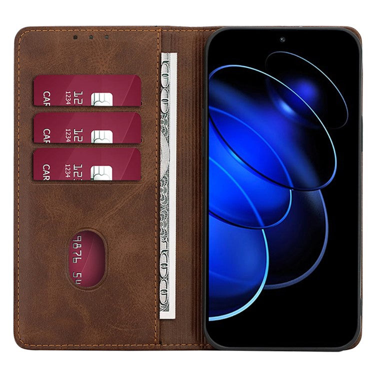 For Honor X40 5G / X9a 5G / Magic5 Lite 5G Calf Texture PU Leather Wallet Stand Phone Case Magnetic Cover - Brown