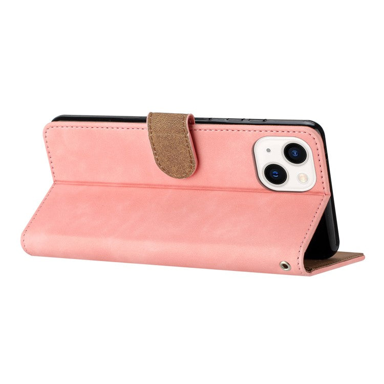 For iPhone 14 Plus Butterfly Imprinted Drop-proof Shell PU Leather Wallet Stand Phone Case - Pink