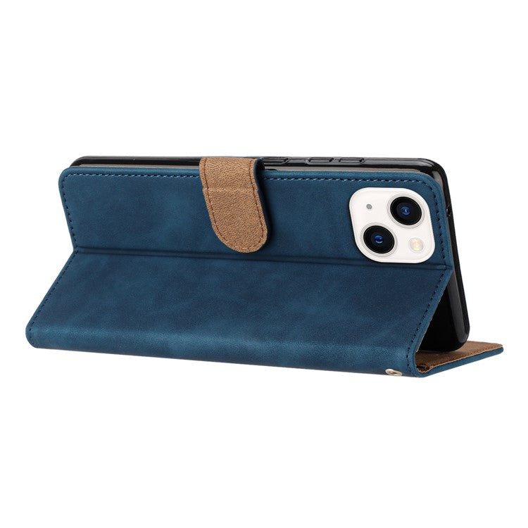 For iPhone 14 Plus Butterfly Imprinted Drop-proof Shell PU Leather Wallet Stand Phone Case - Blue