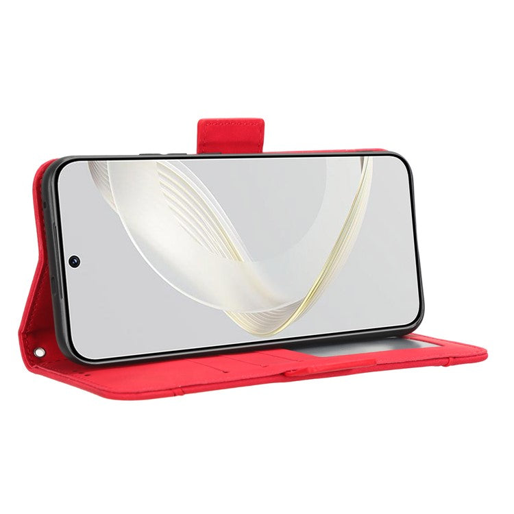 For Huawei nova 11 / nova 12s 4G / nova 12 Lite 4G Flip PU Leather Phone Case Stand Multiple Card Slots Wallet Phone Cover - Red