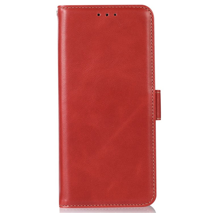 For Samsung Galaxy F14 5G RFID Blocking Phone Cover Genuine Cowhide Leather Case with Stand Wallet - Red