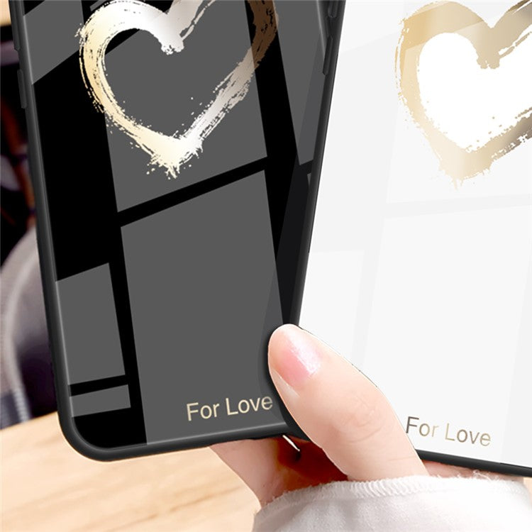 For Huawei P60 Anti-Scratch Tempered Glass Back Cover PC+TPU  Pattern Printing Phone Case - For Love / Black