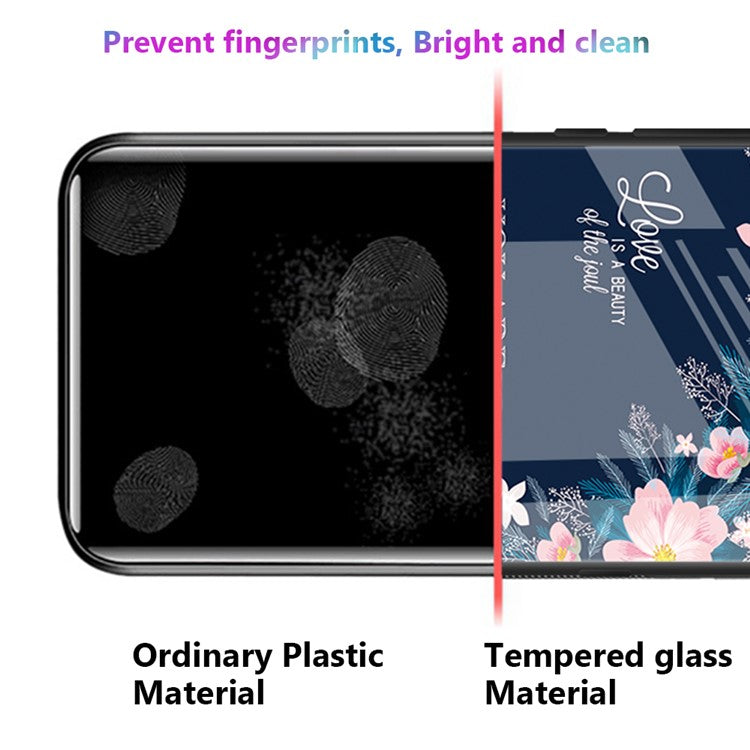 For Huawei P60 Anti-Scratch Tempered Glass Back Cover PC+TPU  Pattern Printing Phone Case - For Love / Black