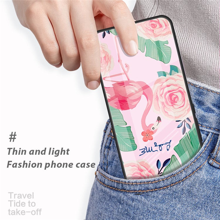 For Huawei P60 Anti-Scratch Tempered Glass Back Cover PC+TPU  Pattern Printing Phone Case - For Love / Black