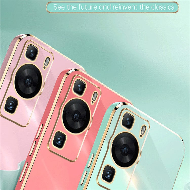 XINLI For Huawei P60 Electroplating Phone Case Ring Kickstand Soft TPU Phone Cover - Black