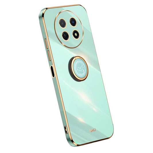 XINLI For Huawei Enjoy 60X Ring Kickstand Electroplating Phone Cover Soft TPU Anti-Fall Back Case - Cyan