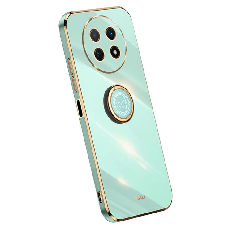XINLI For Huawei Enjoy 60X Ring Kickstand Electroplating Phone Cover Soft TPU Anti-Fall Back Case - Cyan