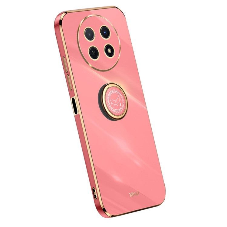 XINLI For Huawei Enjoy 60X Ring Kickstand Electroplating Phone Cover Soft TPU Anti-Fall Back Case - Red