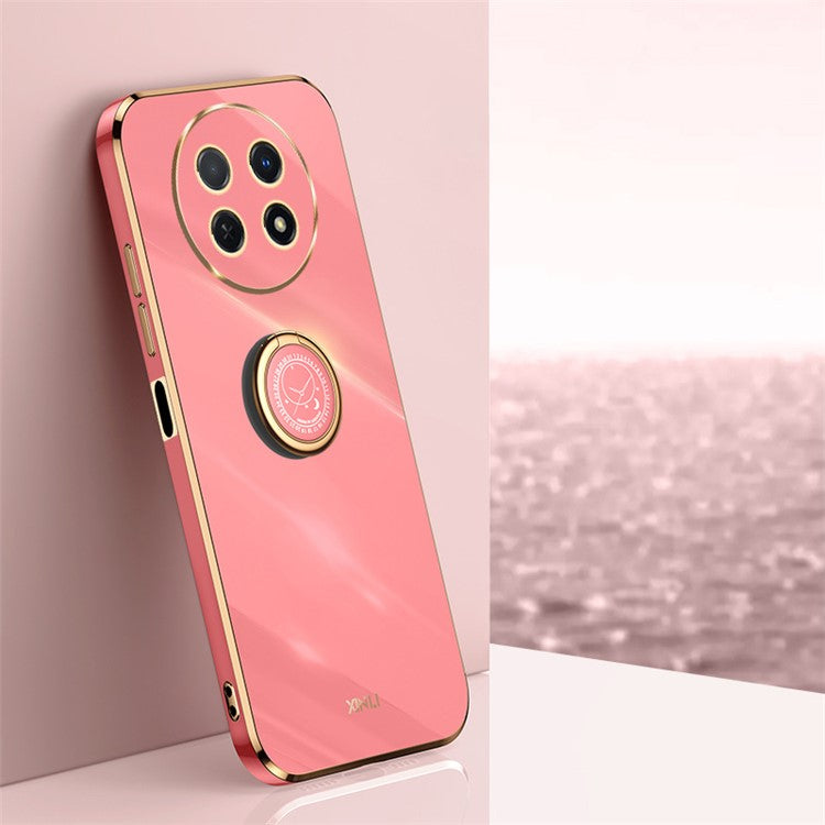 XINLI For Huawei Enjoy 60X Ring Kickstand Electroplating Phone Cover Soft TPU Anti-Fall Back Case - Red