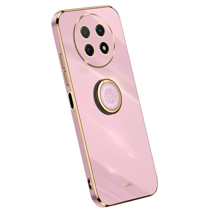 XINLI For Huawei Enjoy 60X Ring Kickstand Electroplating Phone Cover Soft TPU Anti-Fall Back Case - Purple