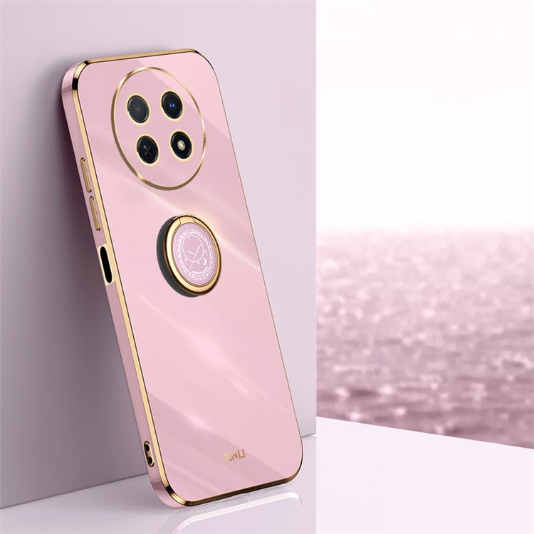 XINLI For Huawei Enjoy 60X Ring Kickstand Electroplating Phone Cover Soft TPU Anti-Fall Back Case - Purple