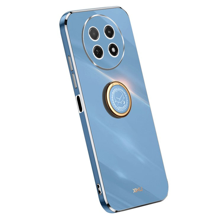 XINLI For Huawei Enjoy 60X Ring Kickstand Electroplating Phone Cover Soft TPU Anti-Fall Back Case - Blue